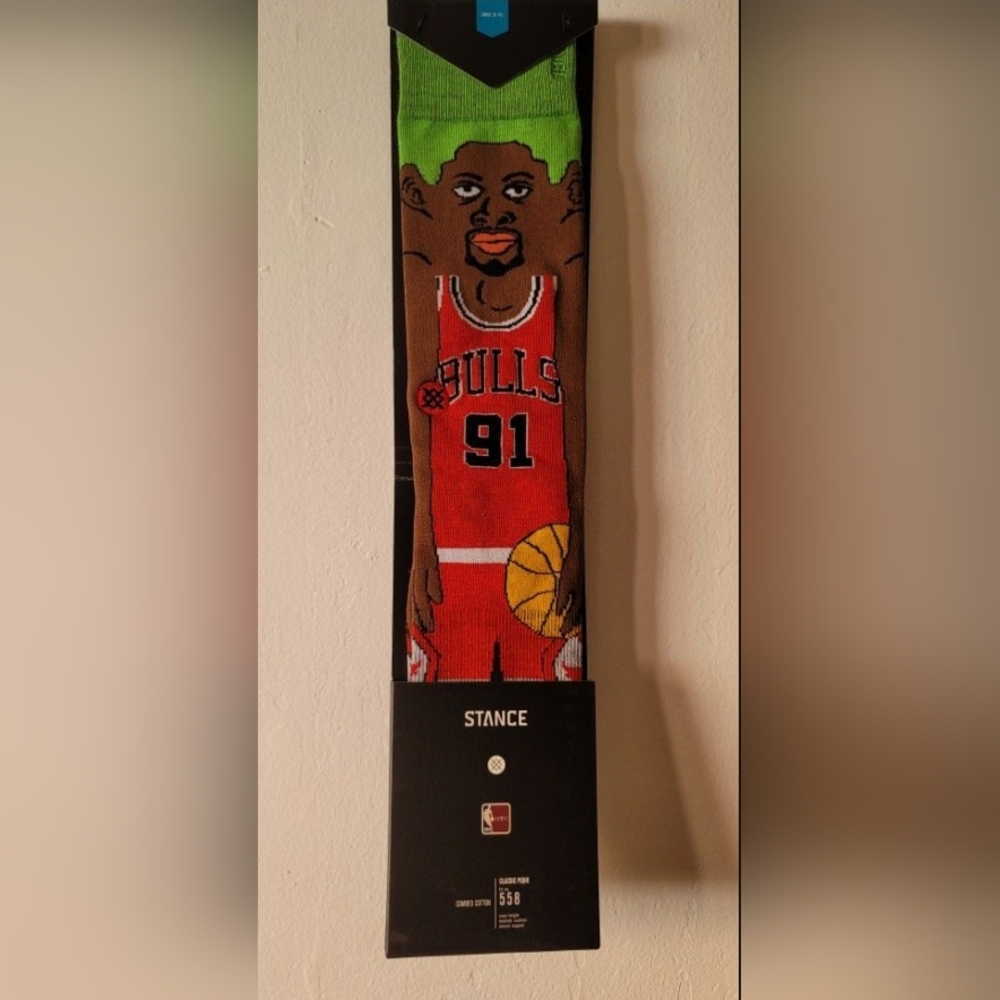 Stance HW Classics NBA Legend Dennis Rodman Combed Cotton Socks Fit 9-12 - Picture 2 of 6